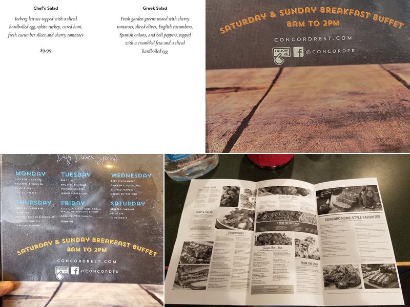 Concord Family Restaurant Menu