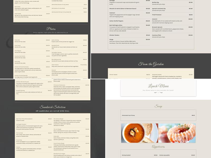 Hellriegel's Inn Menu