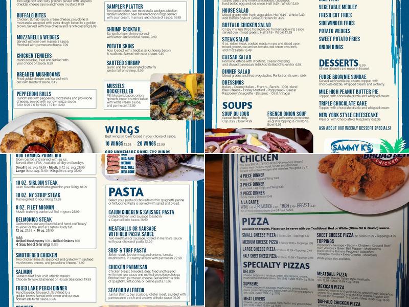 Sammy K's Steak House Menu