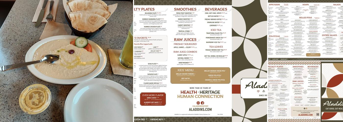 Aladdin's Eatery Mentor Menu