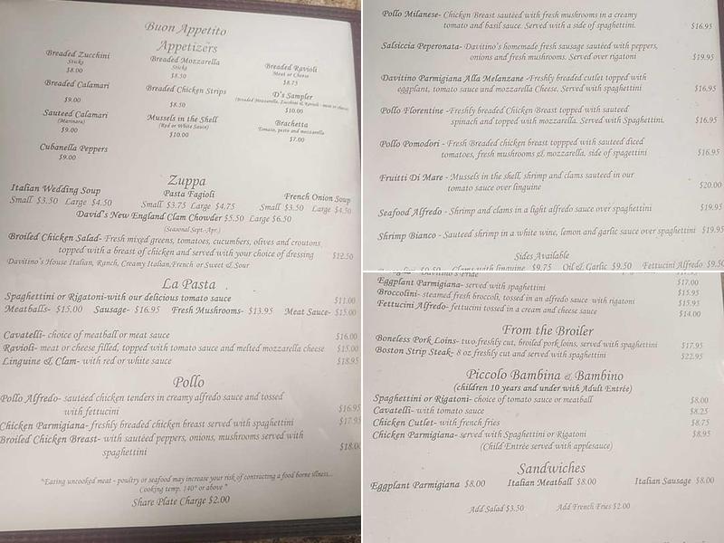 Davitino's Restaurant Menu