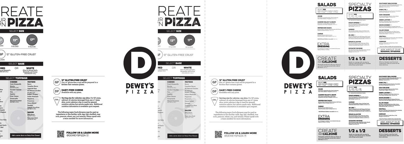 Dewey's Pizza Menu