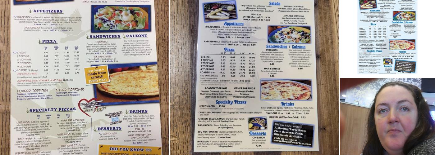 Goosepond Pizza Menu
