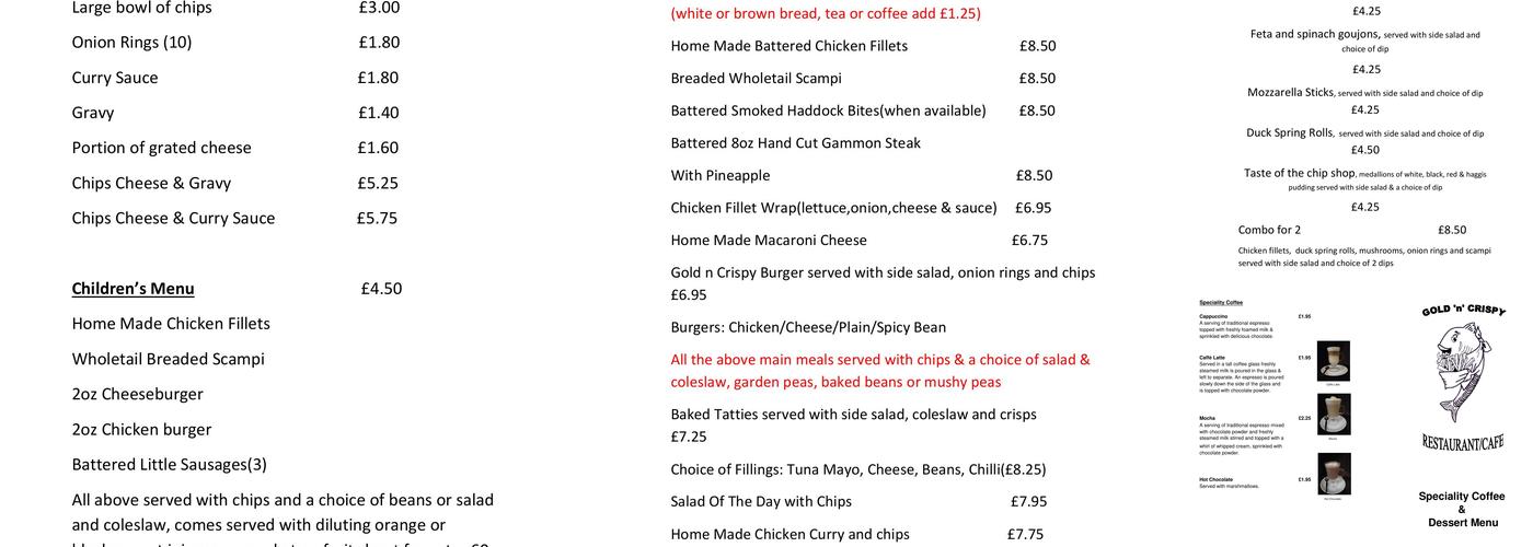 Gold-N-Crispy Menu