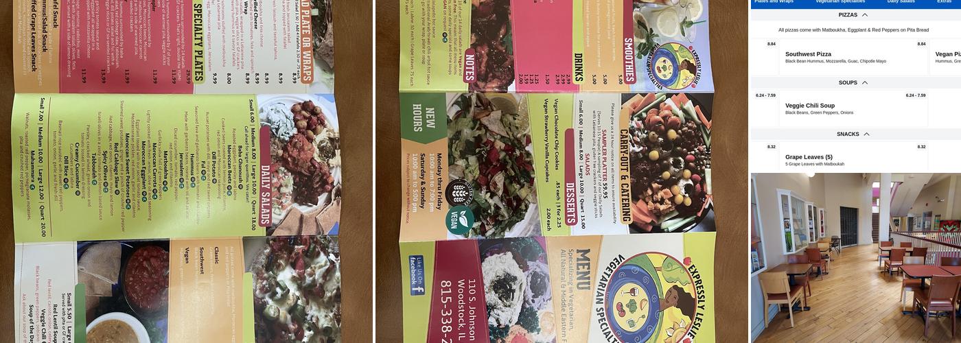 Expressly Leslie Vegetarian Specialties Menu