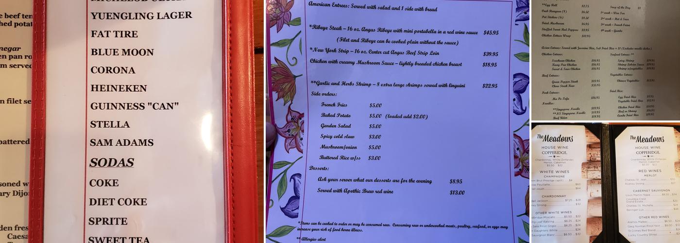 The Meadows Menu