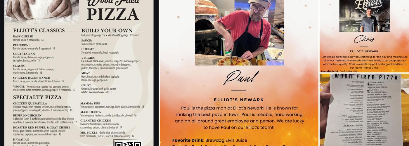 Elliot's Wood Fired Kitchen & Tap Menu