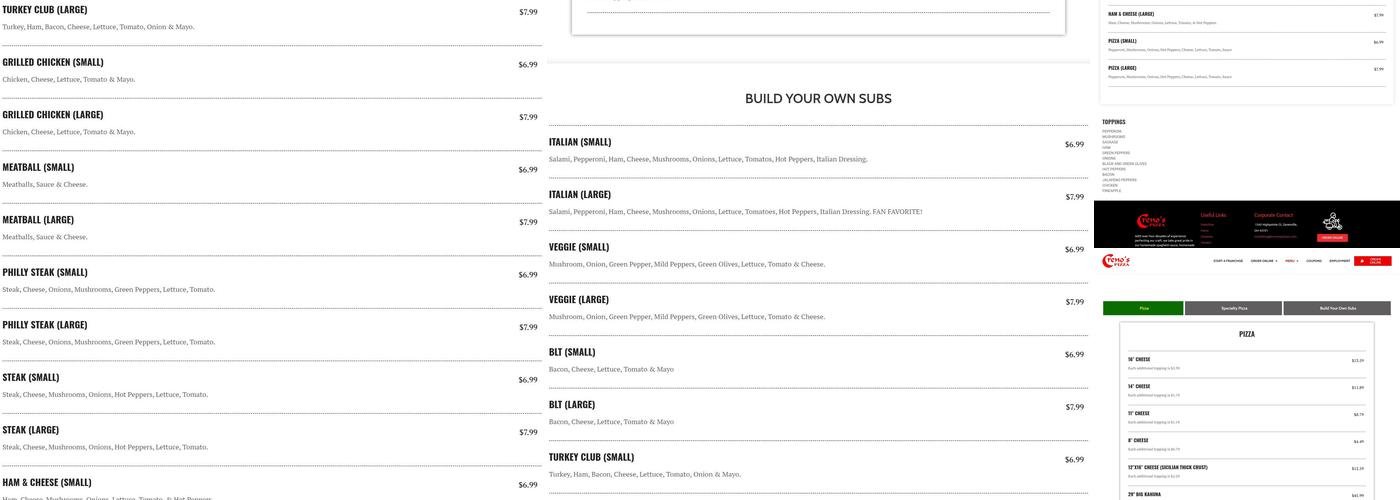 Creno's Pizza Newark | Cedar St Menu