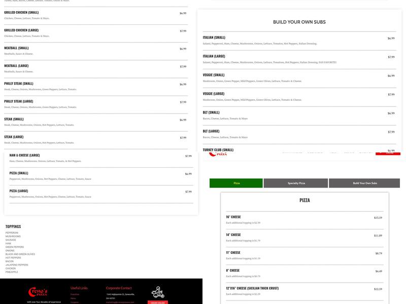 Creno's Pizza Newark | Cedar St Menu