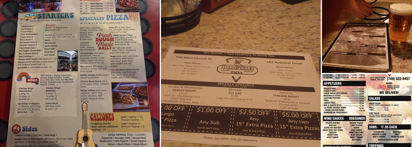 Don & Sue's Pizza Menu