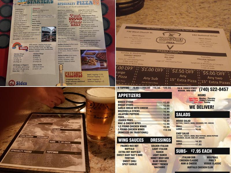 Don & Sue's Pizza Menu