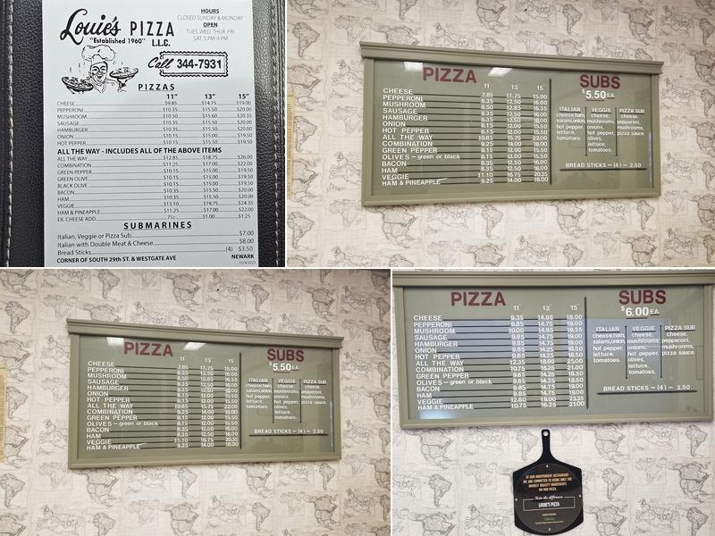 Louie's Pizza Menu