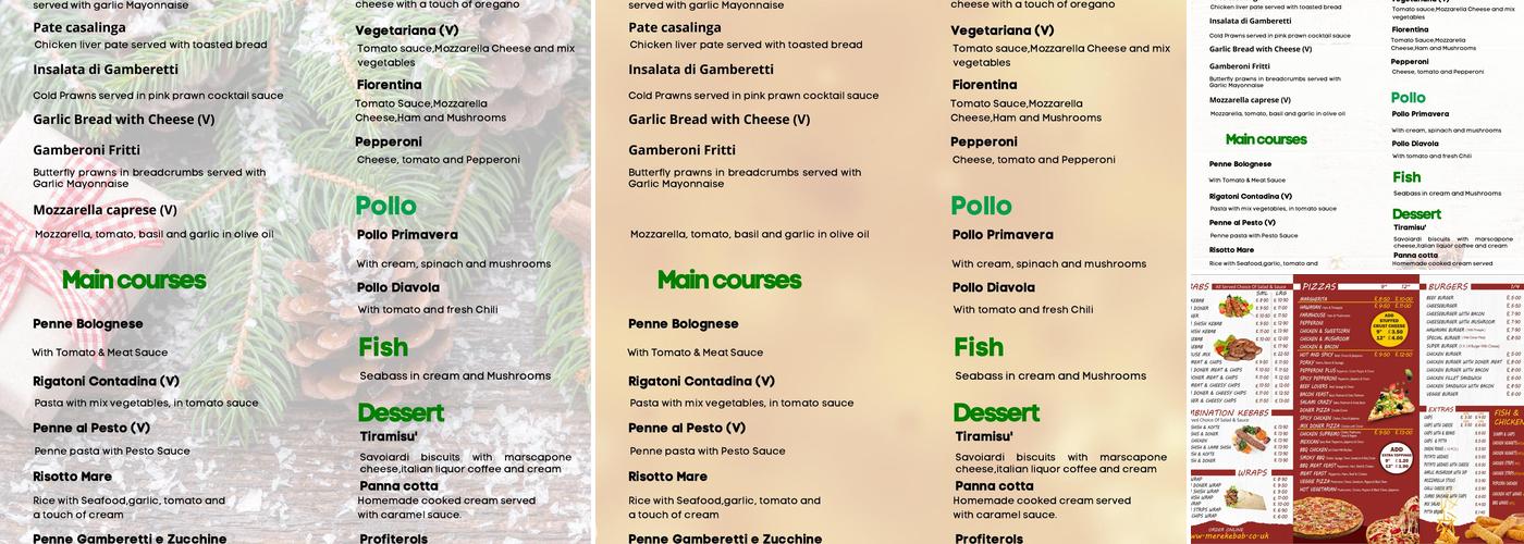 MERE KEBAB & PIZZA HOUSE Menu