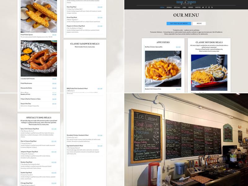 Franks & Sammies/Tap That Glass Menu