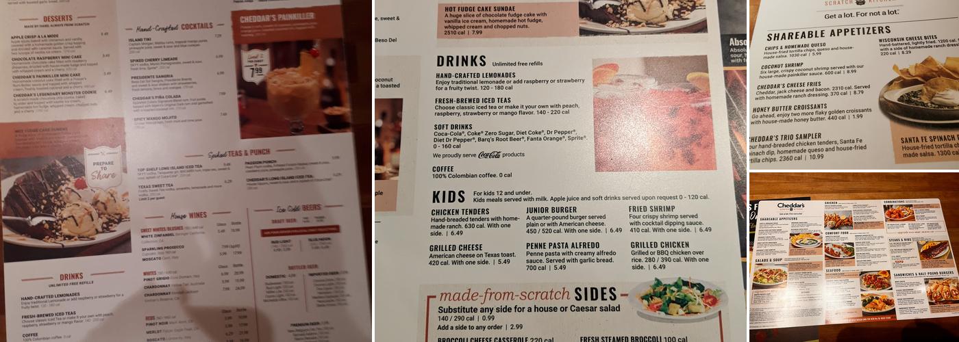 Cheddar's Scratch Kitchen Menu