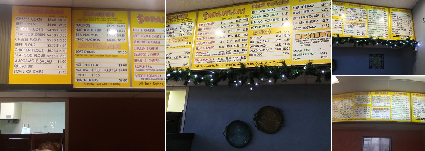 Sopapilla Express Menu