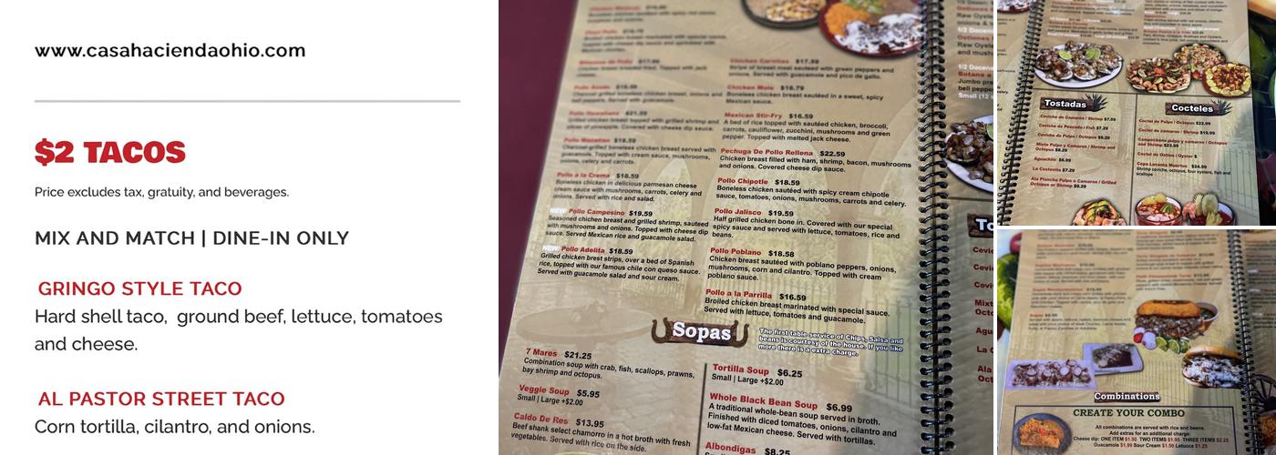 Casa Hacienda Mexican Grill Menu