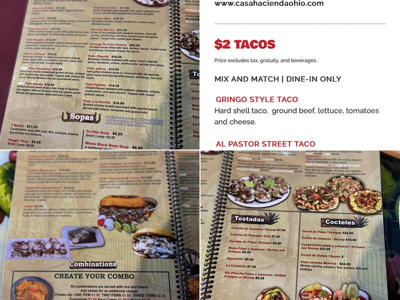 Casa Hacienda Mexican Grill Menu