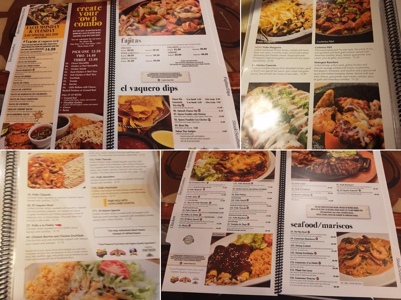 El Vaquero Mexican Restaurant Menu