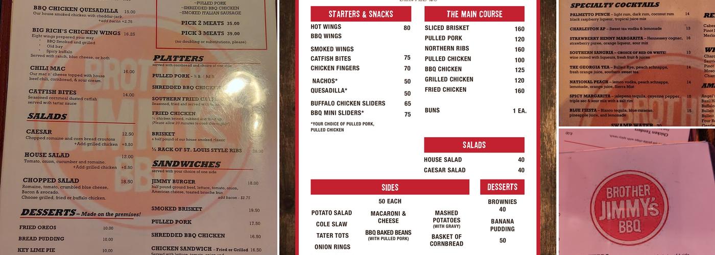 Brother Jimmy's BBQ Menu