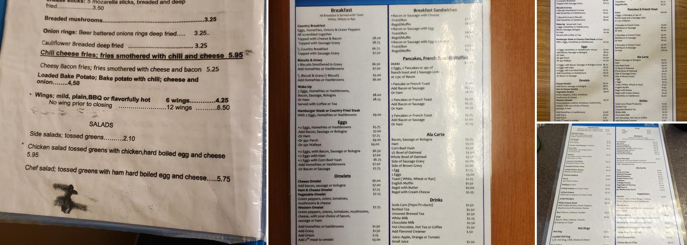 Our Lakeside Diner Menu