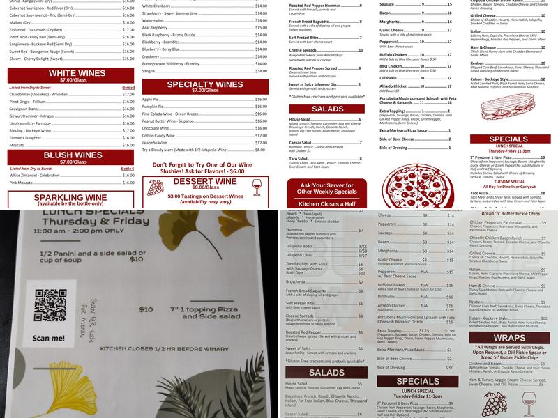 Buckeye Winery Menu
