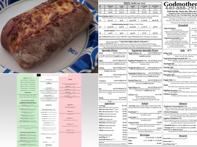 Godmother's Pizza & Subs Menu