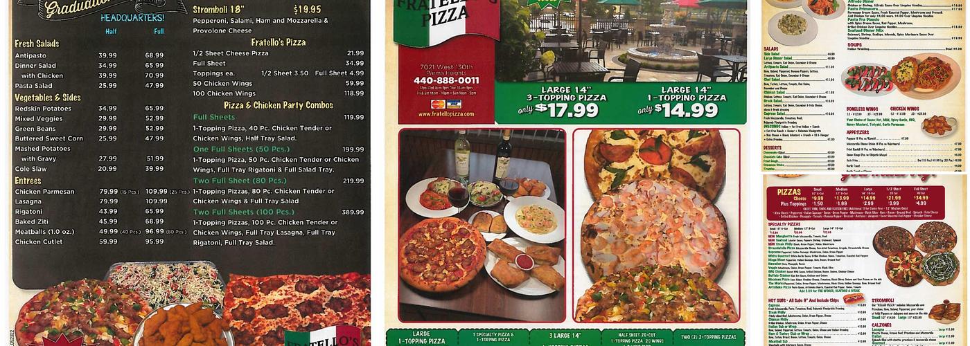 Fratello's Pizza Menu