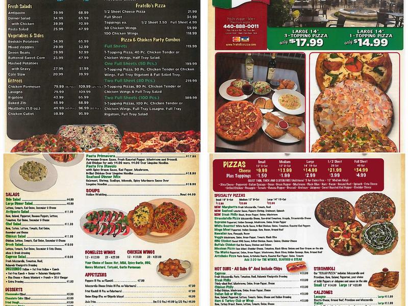 Fratello's Pizza Menu