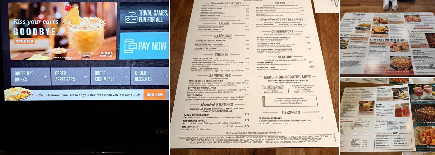 Cheddar's Scratch Kitchen Menu