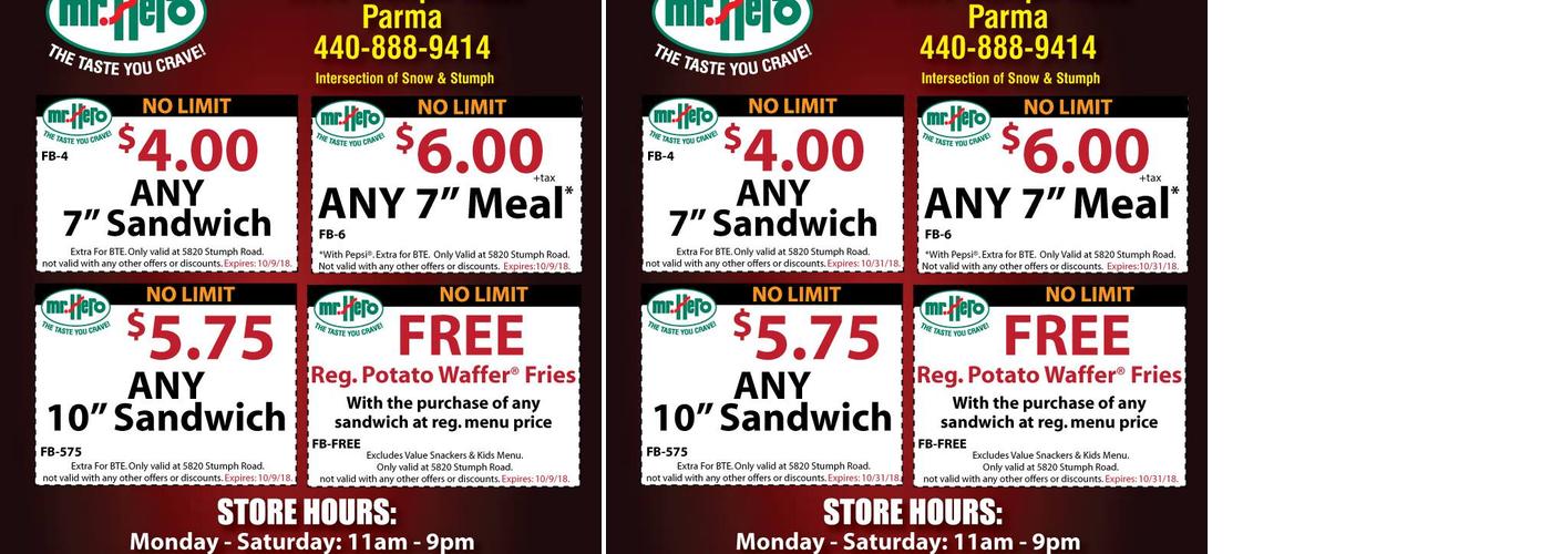 Mr. Hero Menu