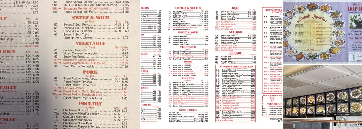 Hop Hing Menu