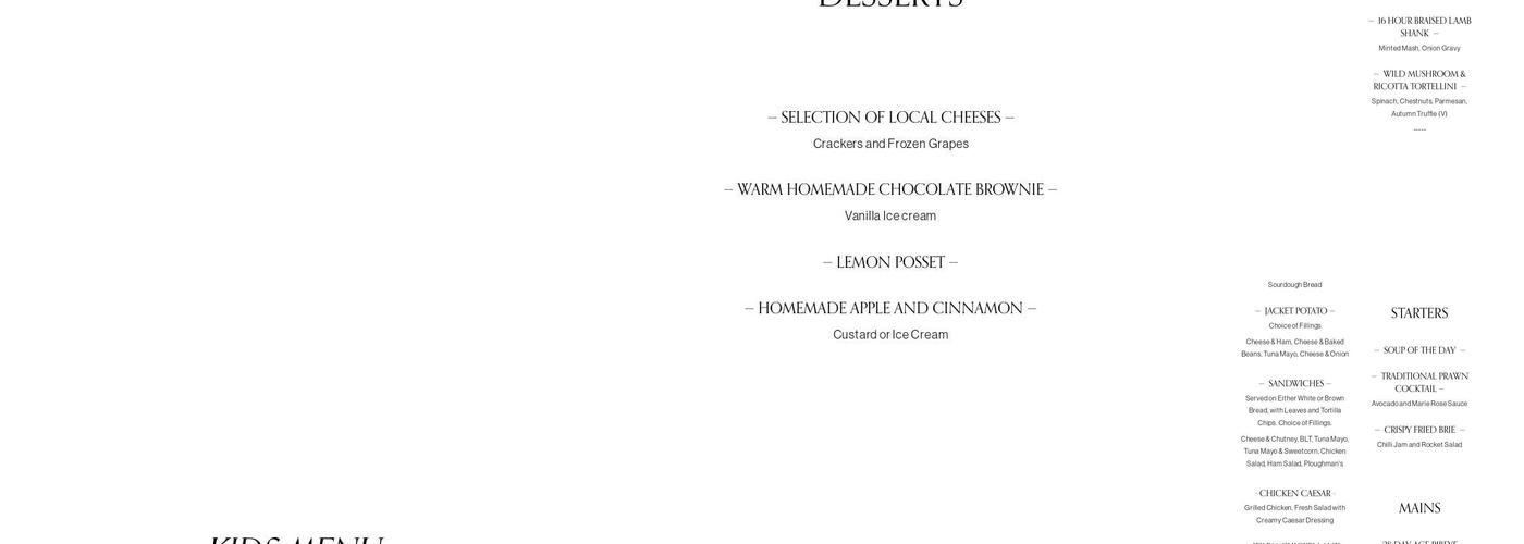 The Woolsack Kitchen Tetbury Menu