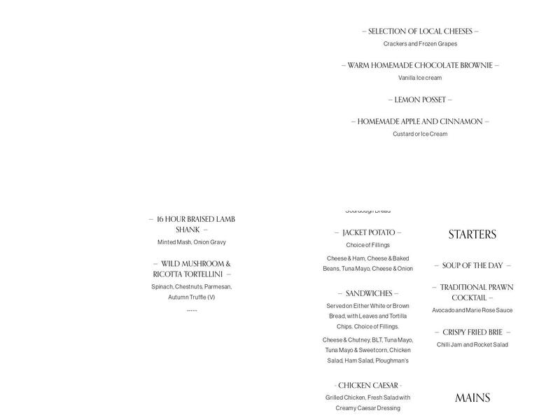 The Woolsack Kitchen Tetbury Menu