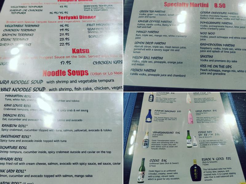 Samurai Sushi Hibachi Steakhouse Menu