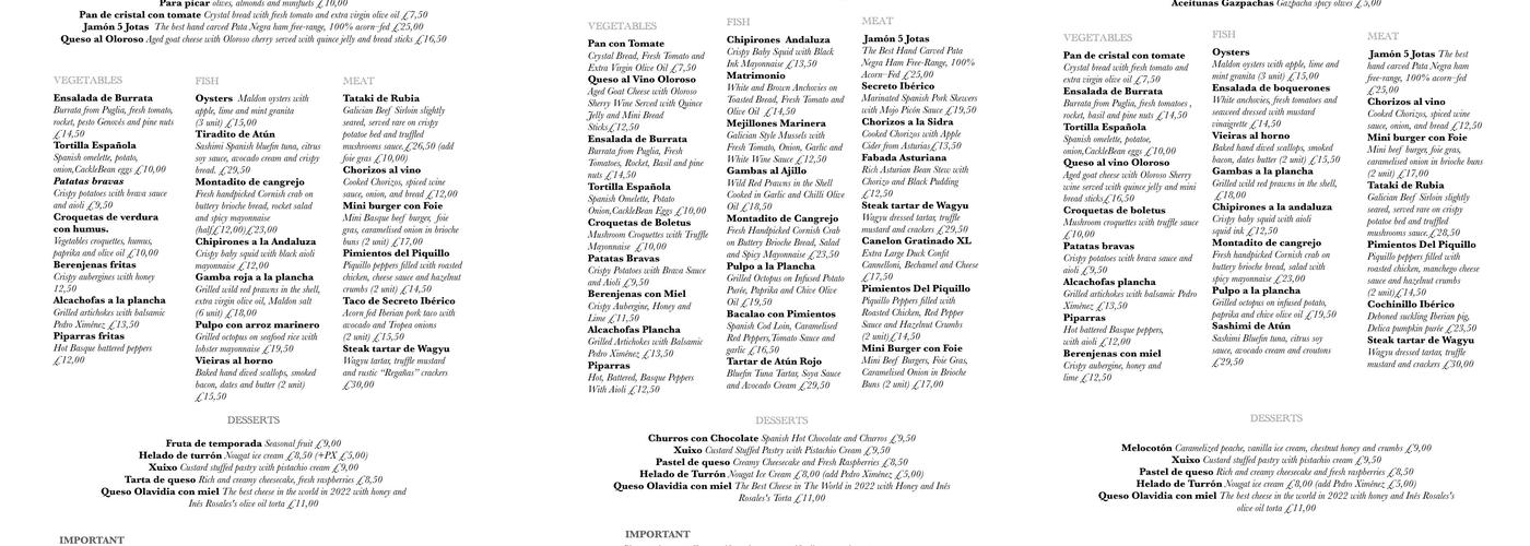 Lola & Co Tapas Menu