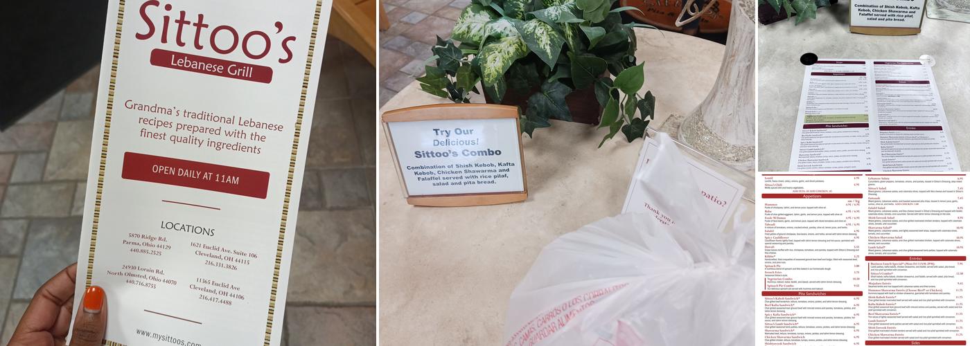 Sittoo's Lebanese Grill Parma Menu