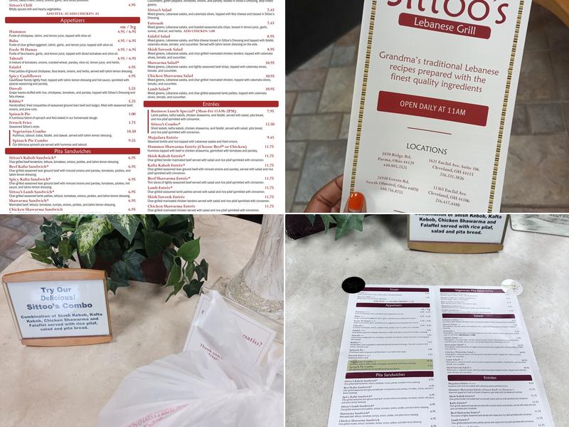 Sittoo's Lebanese Grill Parma Menu