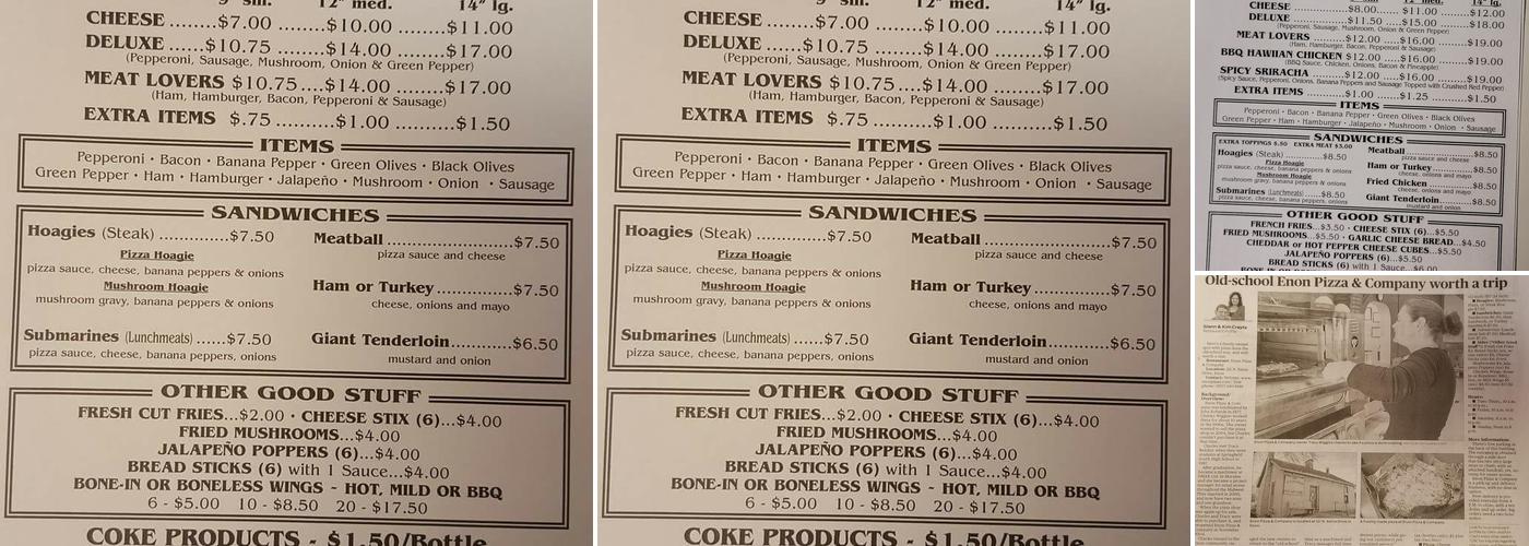 Enon Pizza & Company Menu