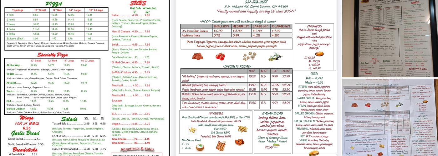 Main Street Pizza Menu