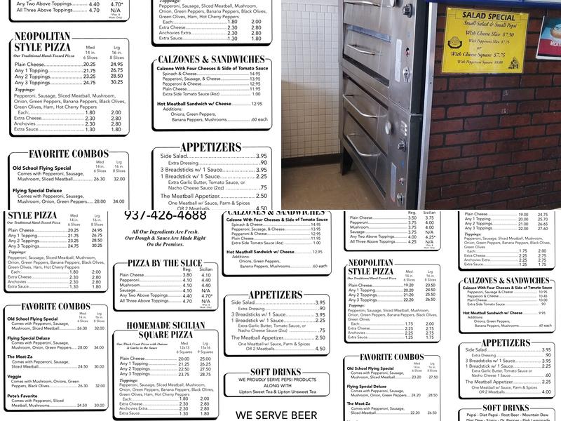 Flying Pizza Menu