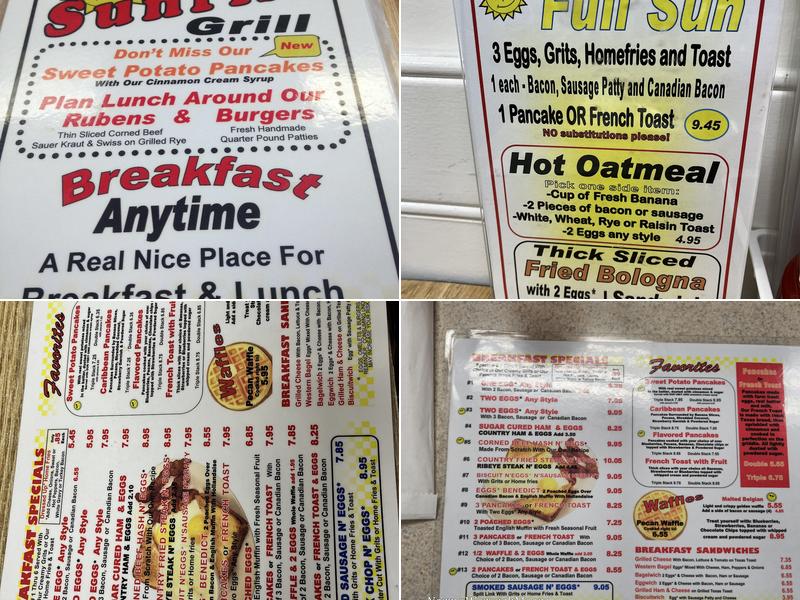 Sunrise Grill Menu