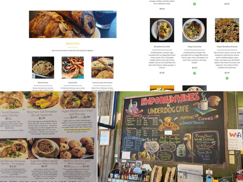 Emporium Wines & Underdog Café Menu