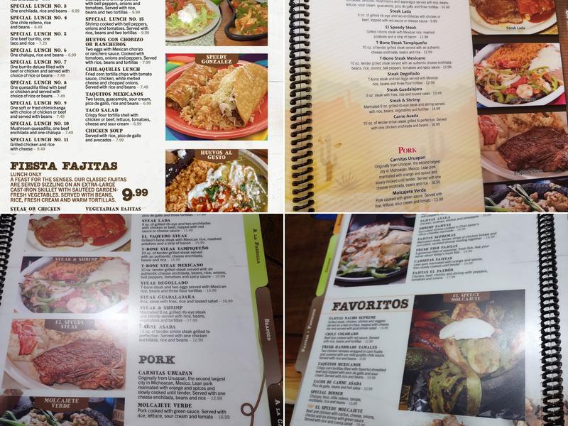 El Speedy Vaquero Menu