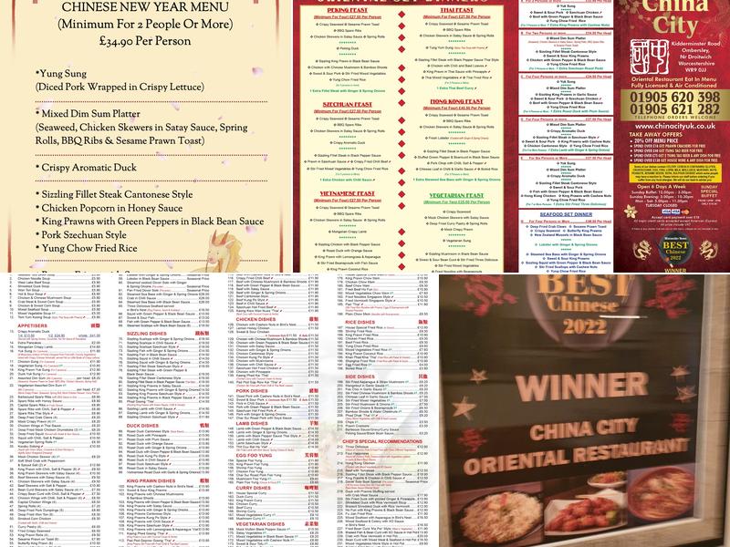 China City Oriental Restaurant Menu