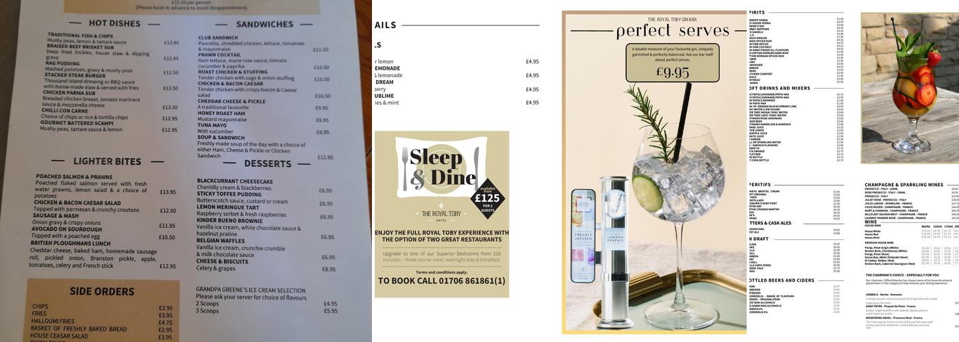 The Royal Toby Restaurant Menu