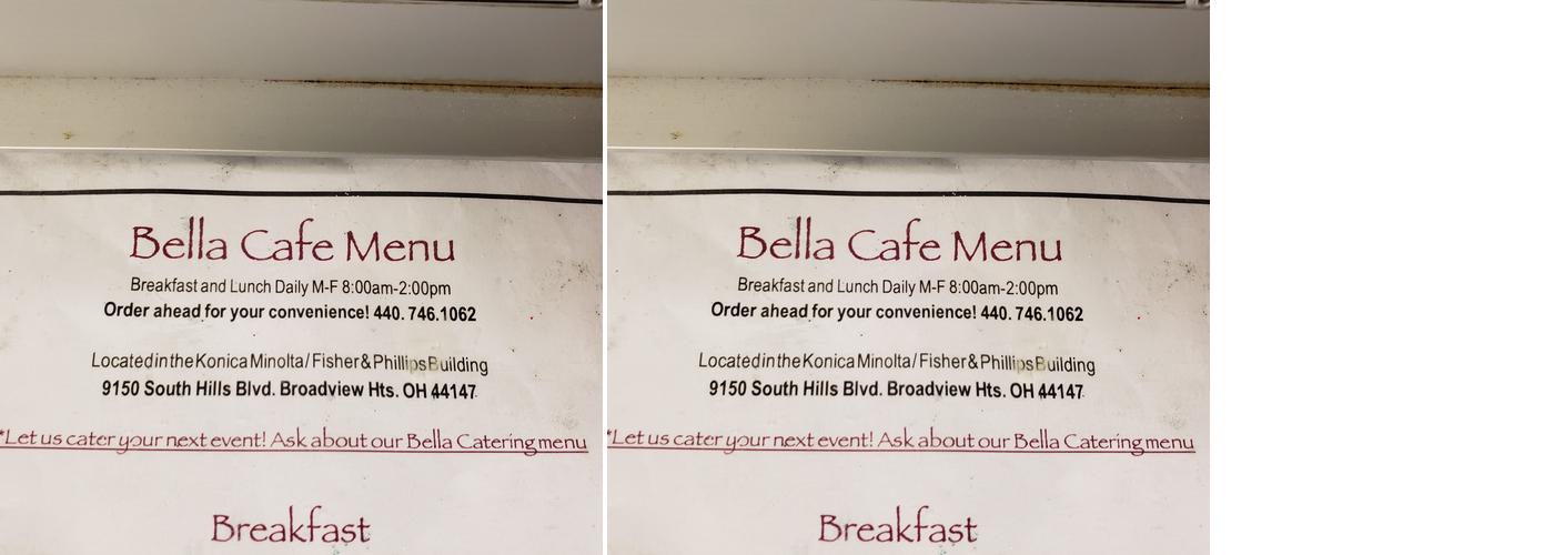 Bella Cafe Menu