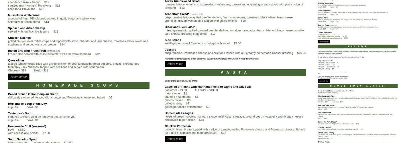 Courtyard Cafe Menu