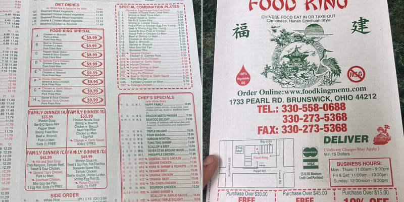 Food King Menu
