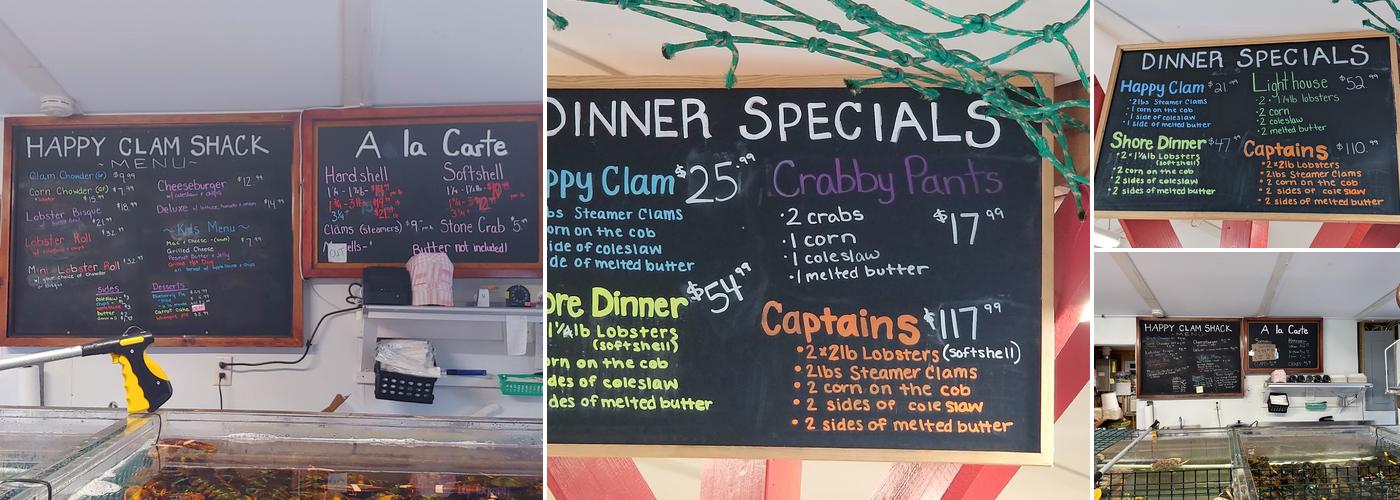 Happy Clam Shack Menu
